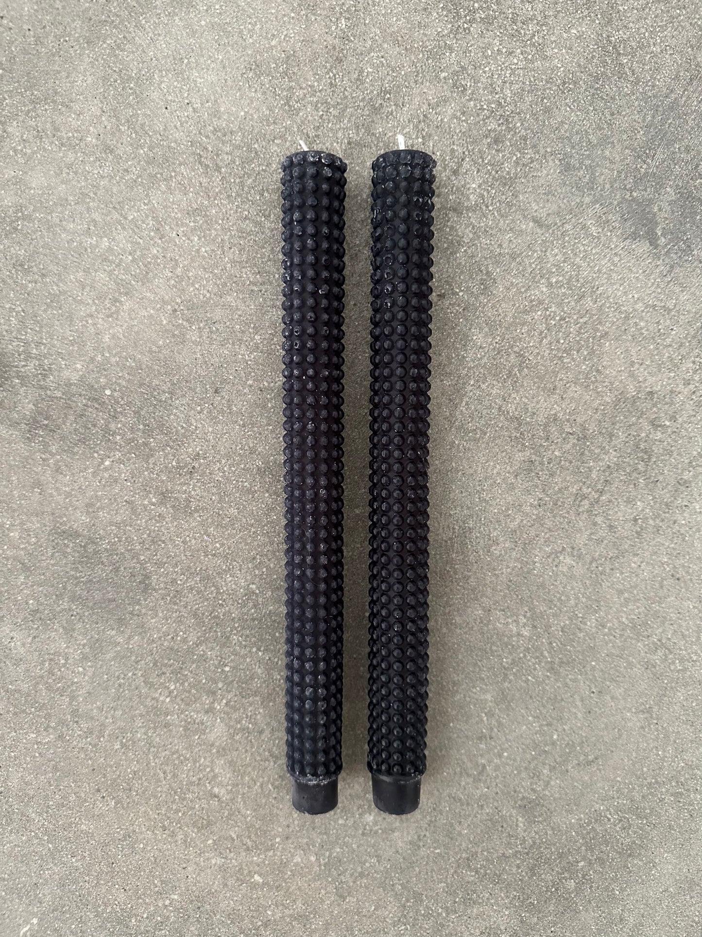 Unscented Hobnail Taper Candles, Black (Set of 2)