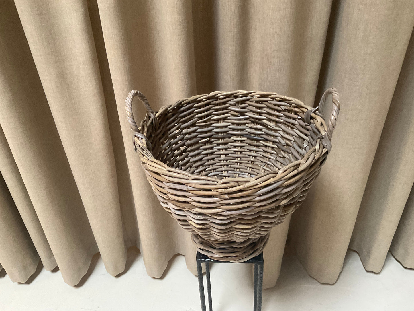 Woven Footed Basket w/ Handles