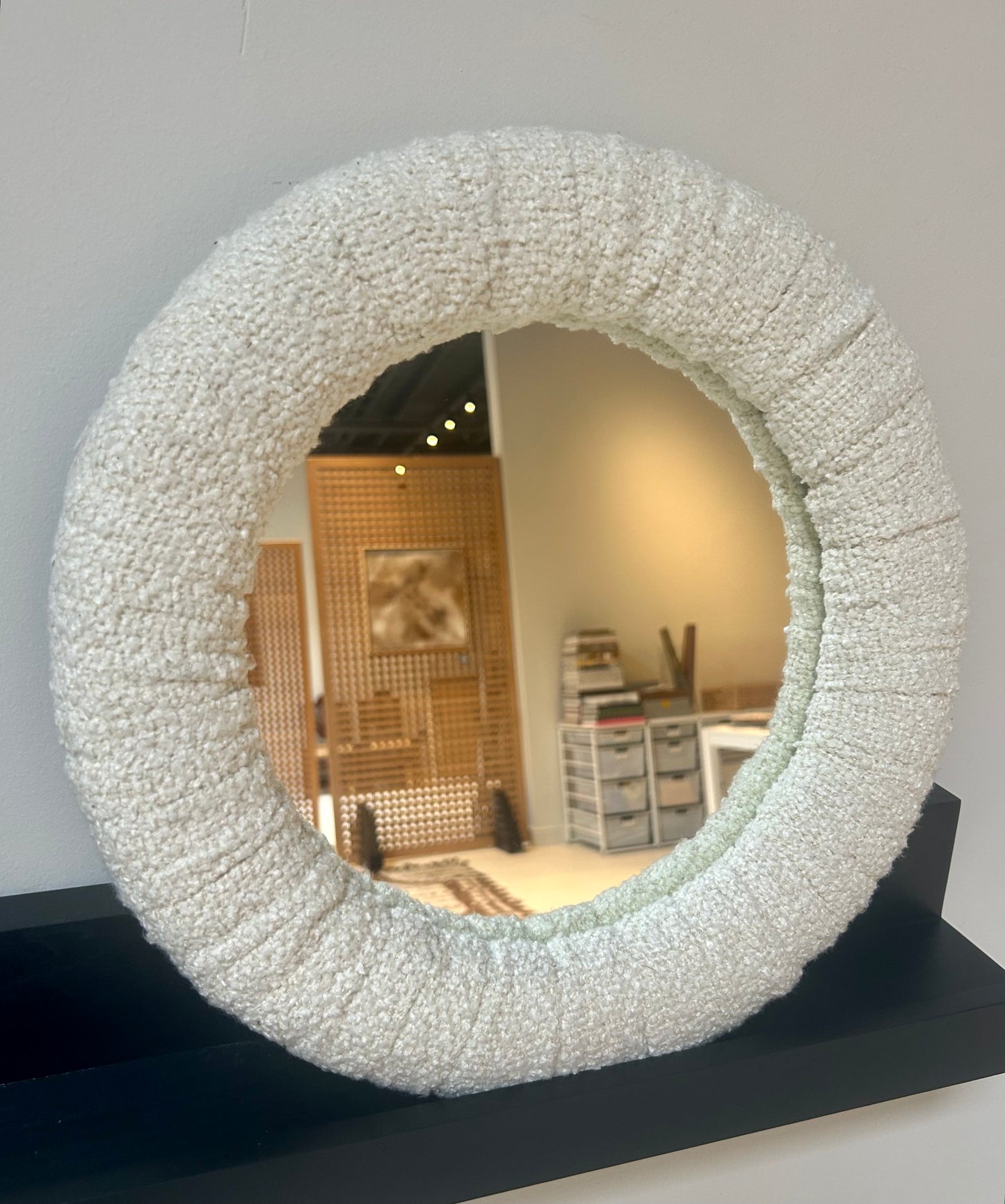 KH Custom Upholstered Small Circle Mirror