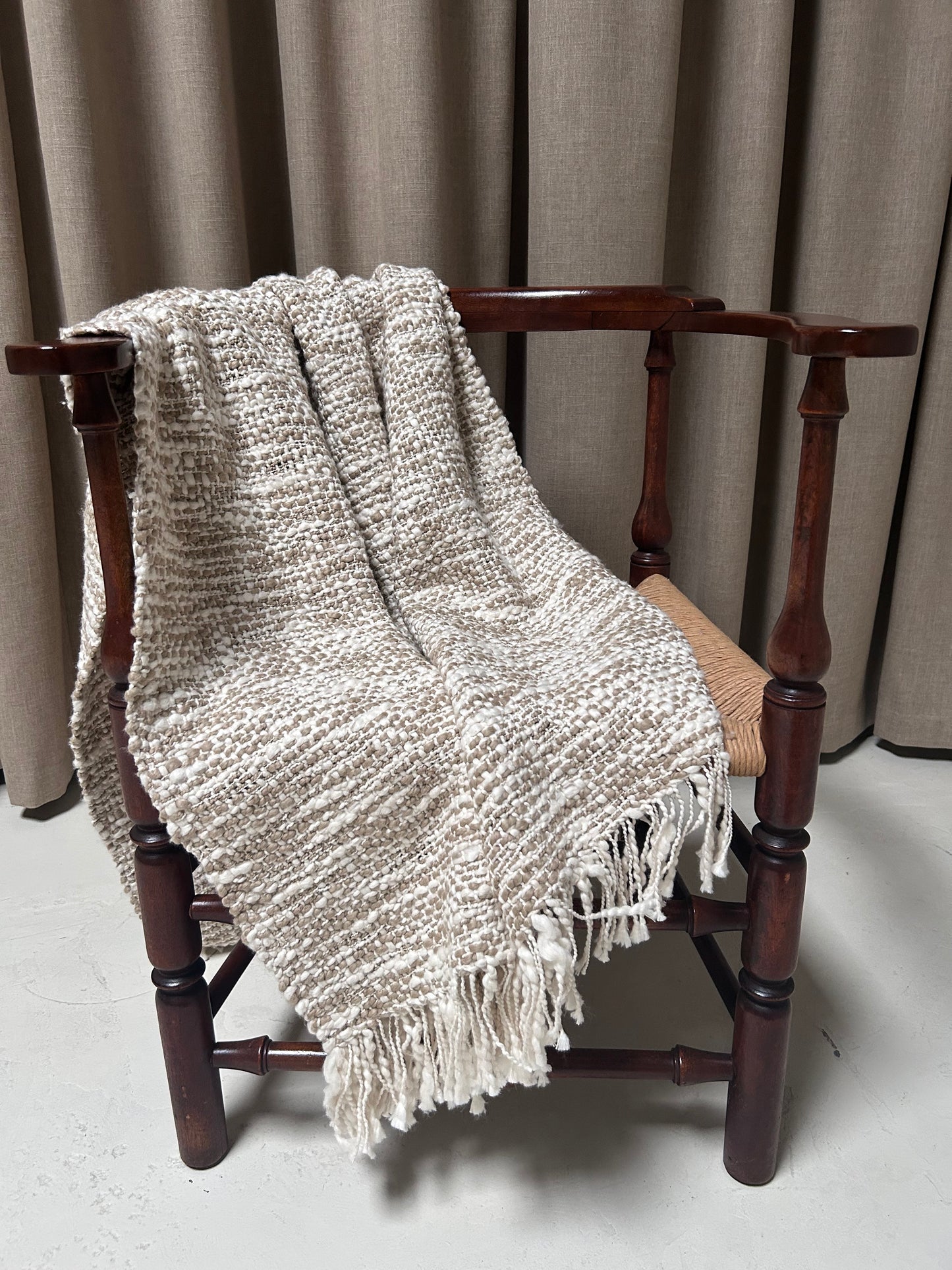 Aurora Handwoven Cotton Throw, Cafe