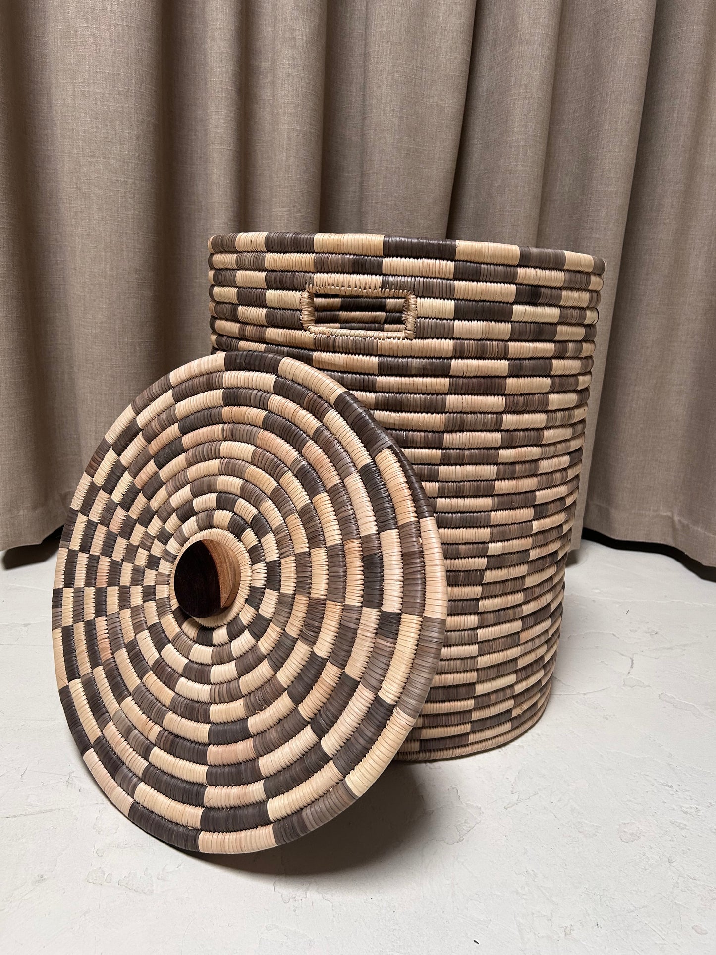 Large Woven Storage Basket with Lid