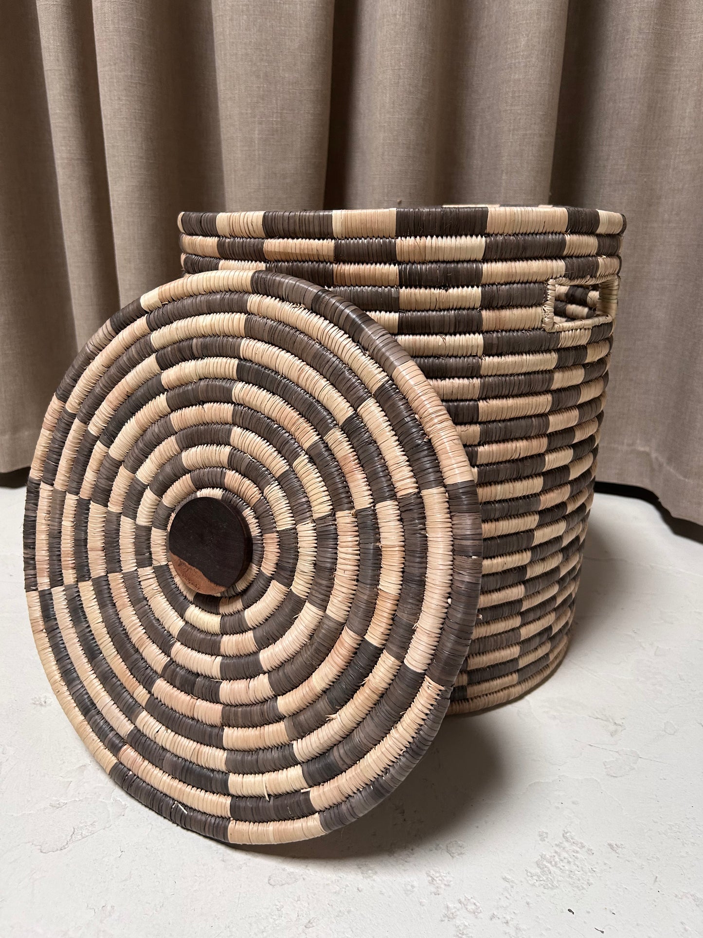 Small Woven Storage Basket with Lid