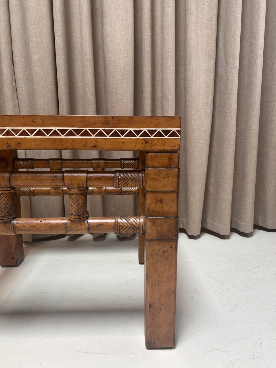 Bone Inlay Leather Wrapped Side Table