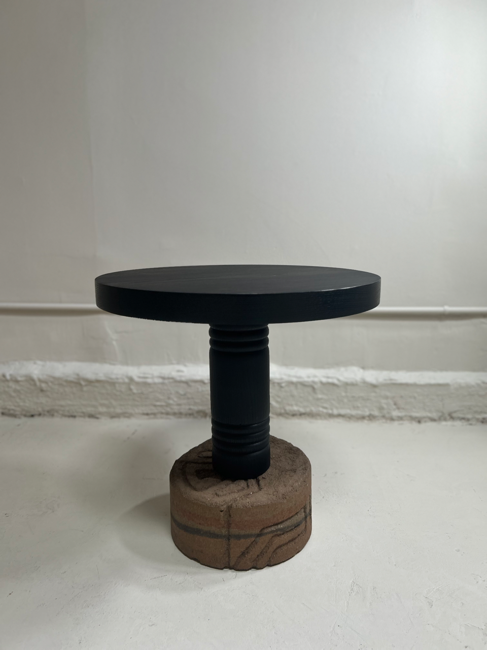 Round Rammed Earth Side Table