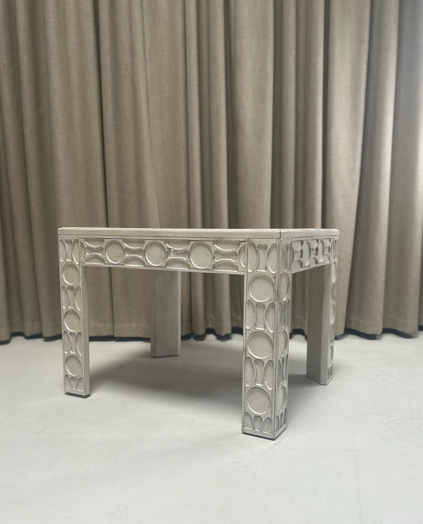 Geometric Carved Side Table