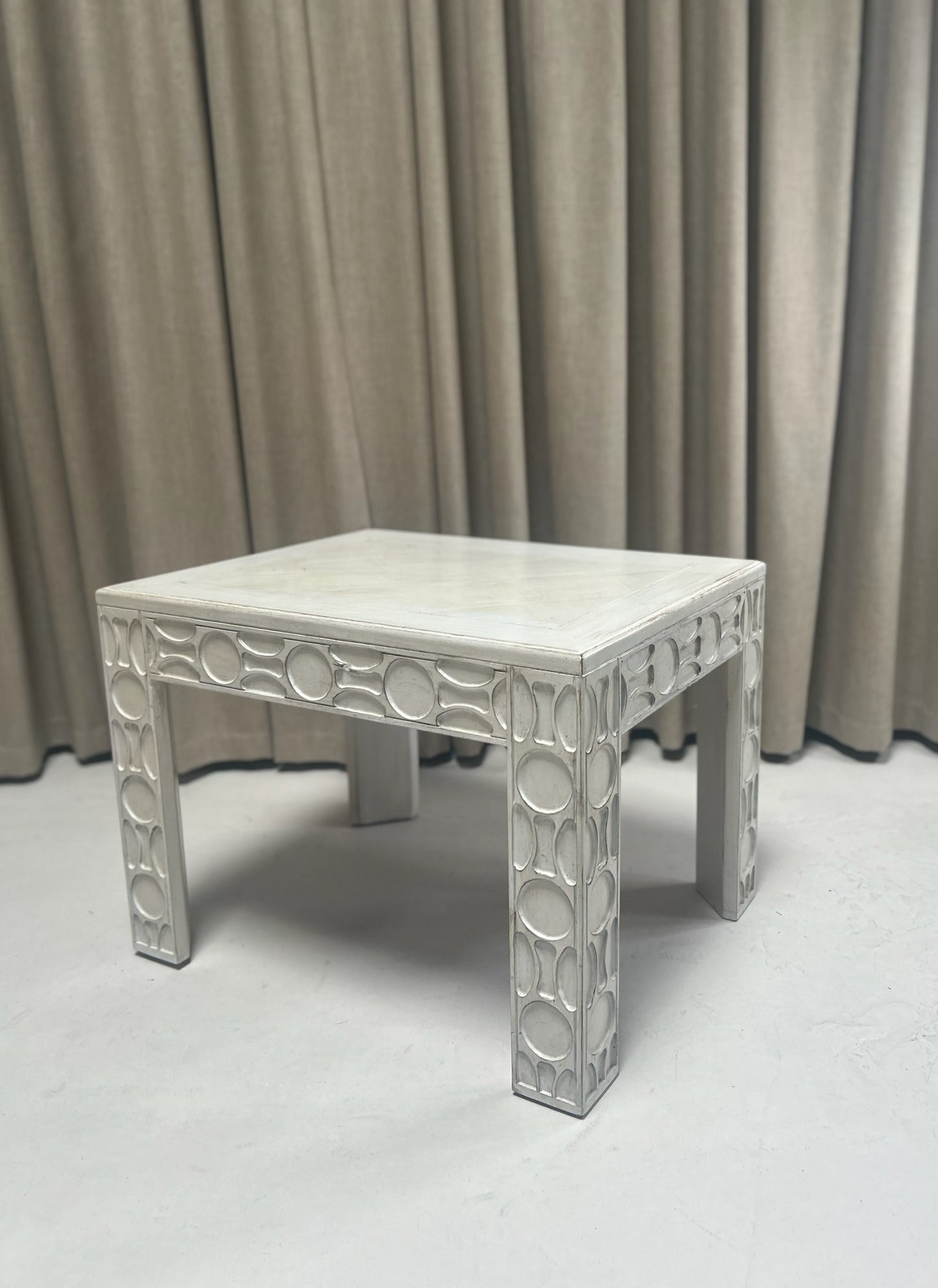 Geometric Carved Side Table