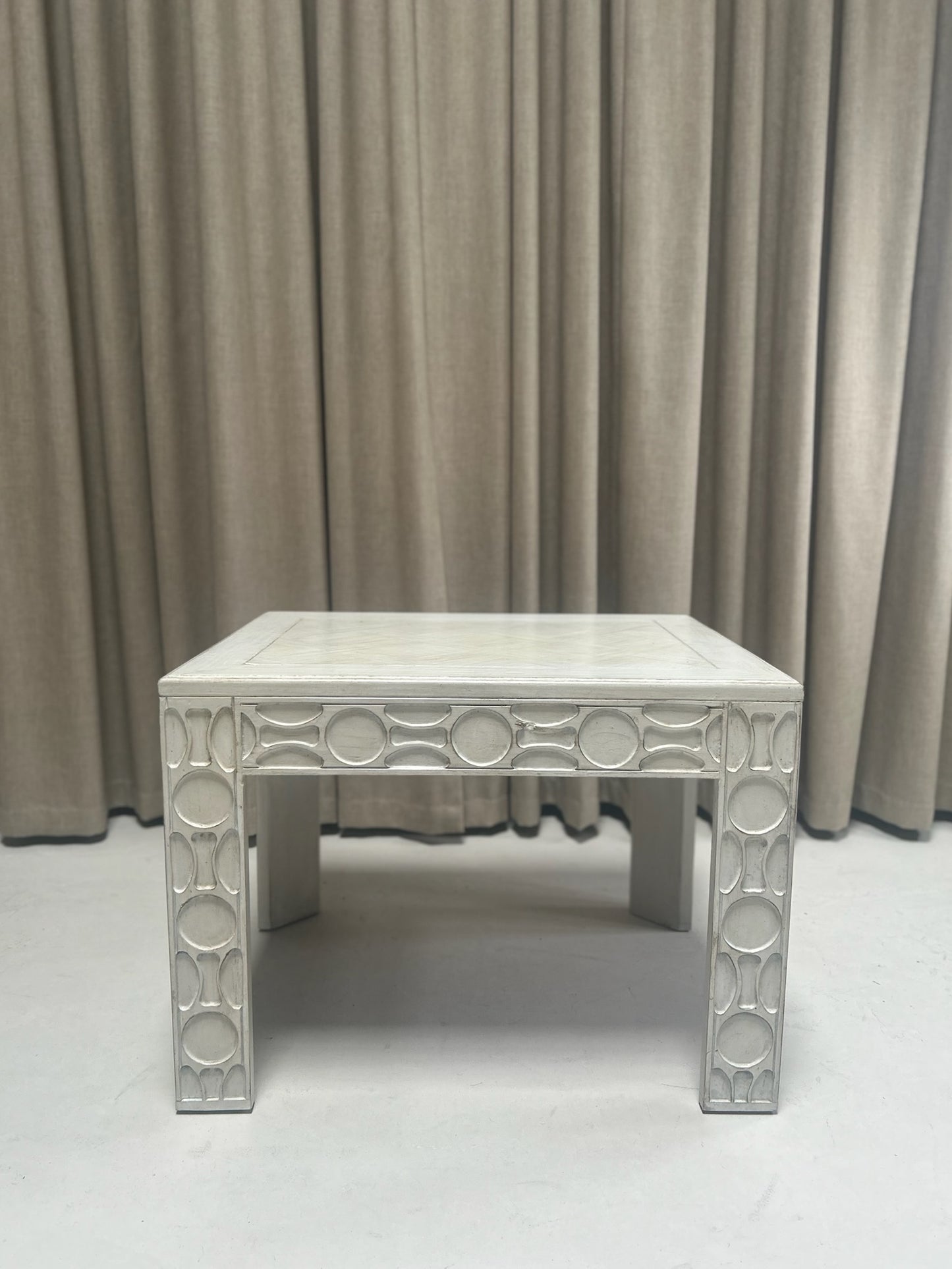 Geometric Carved Side Table