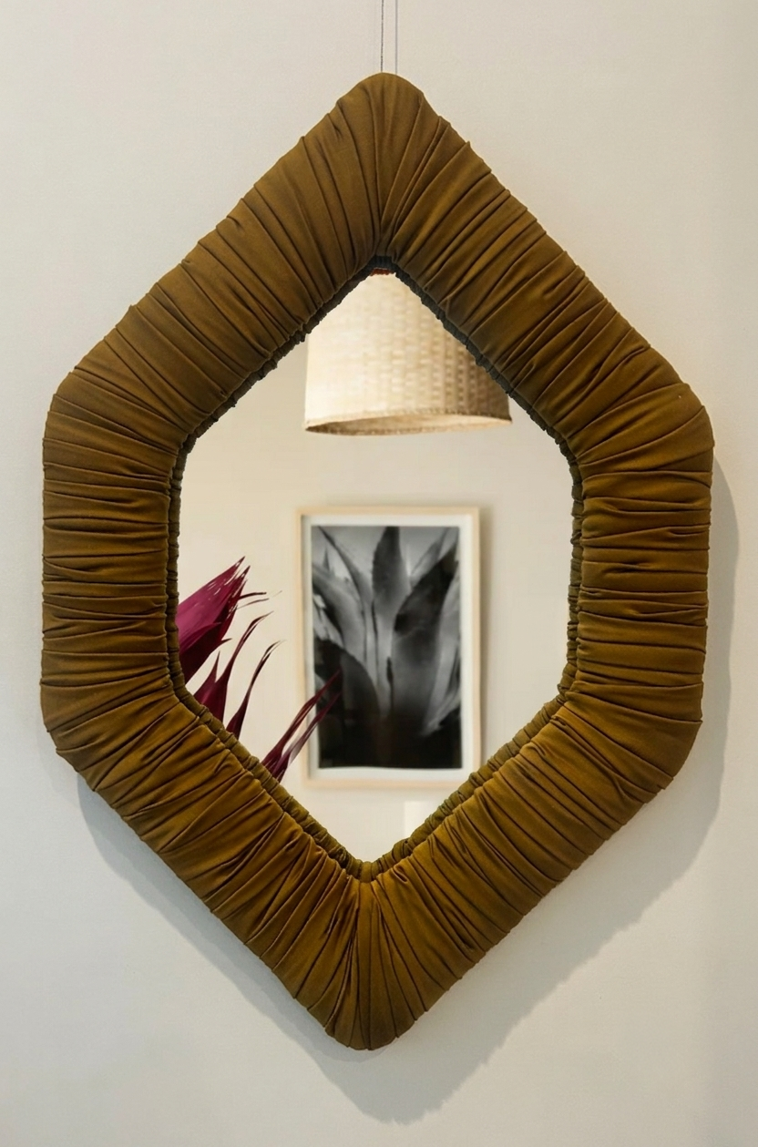 KH Custom Moroccan Diamond Upholstered Mirror