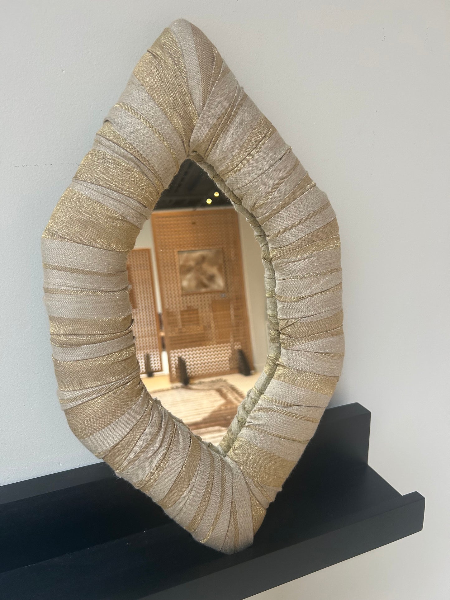KH Custom Small Diamond Upholstered Mirror