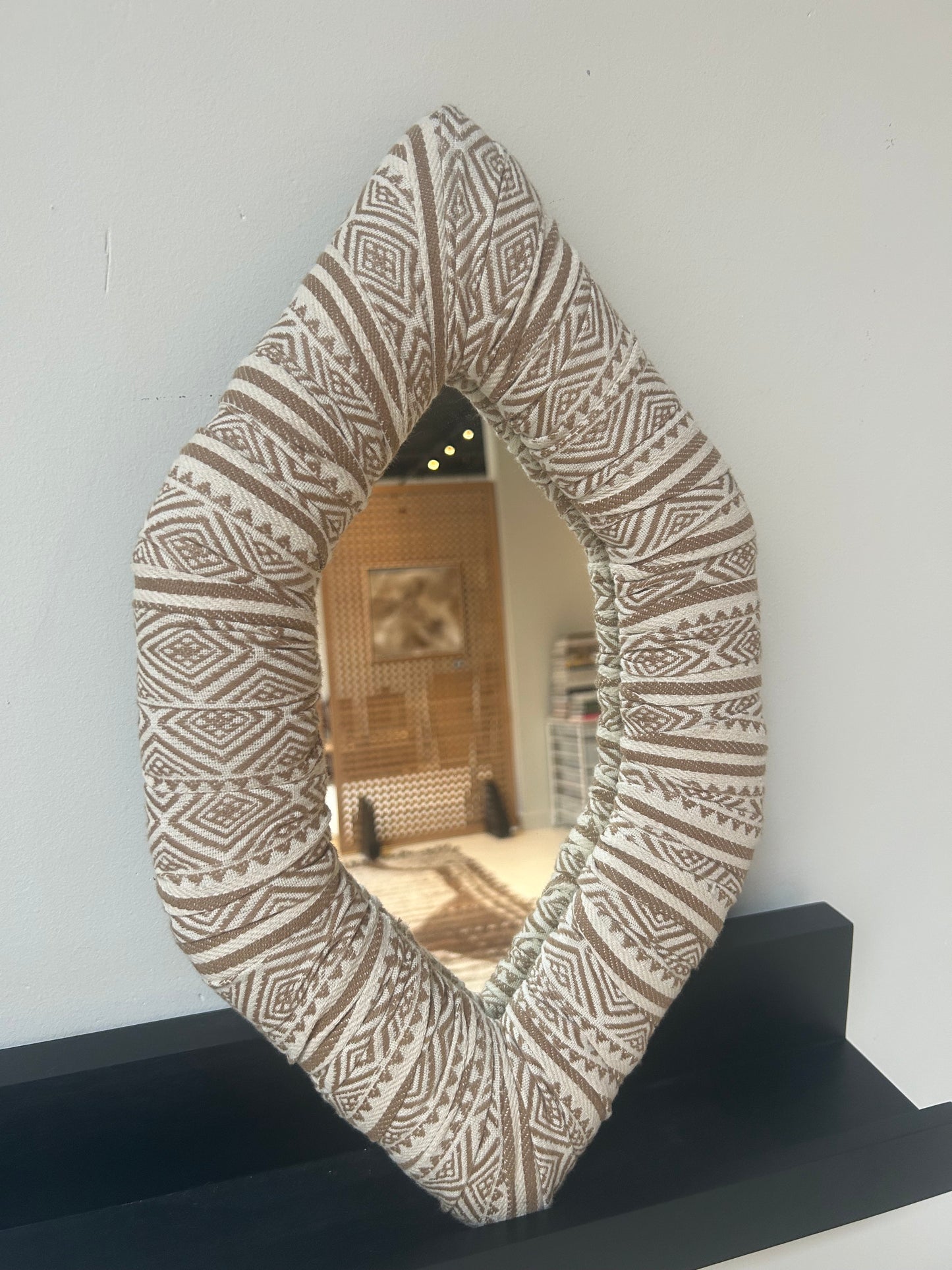 KH Custom Small Diamond Upholstered Mirror