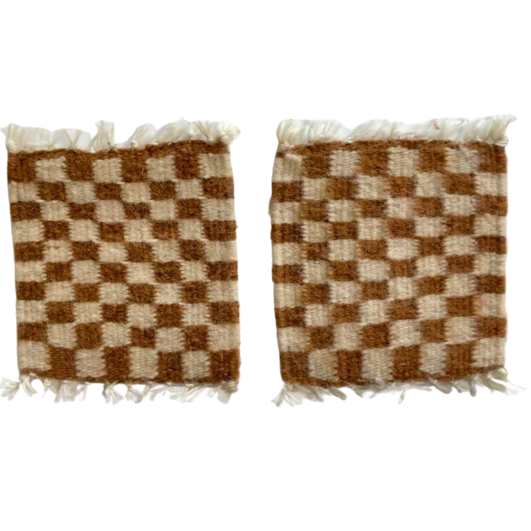 Handwoven Checkered Coasters Clay