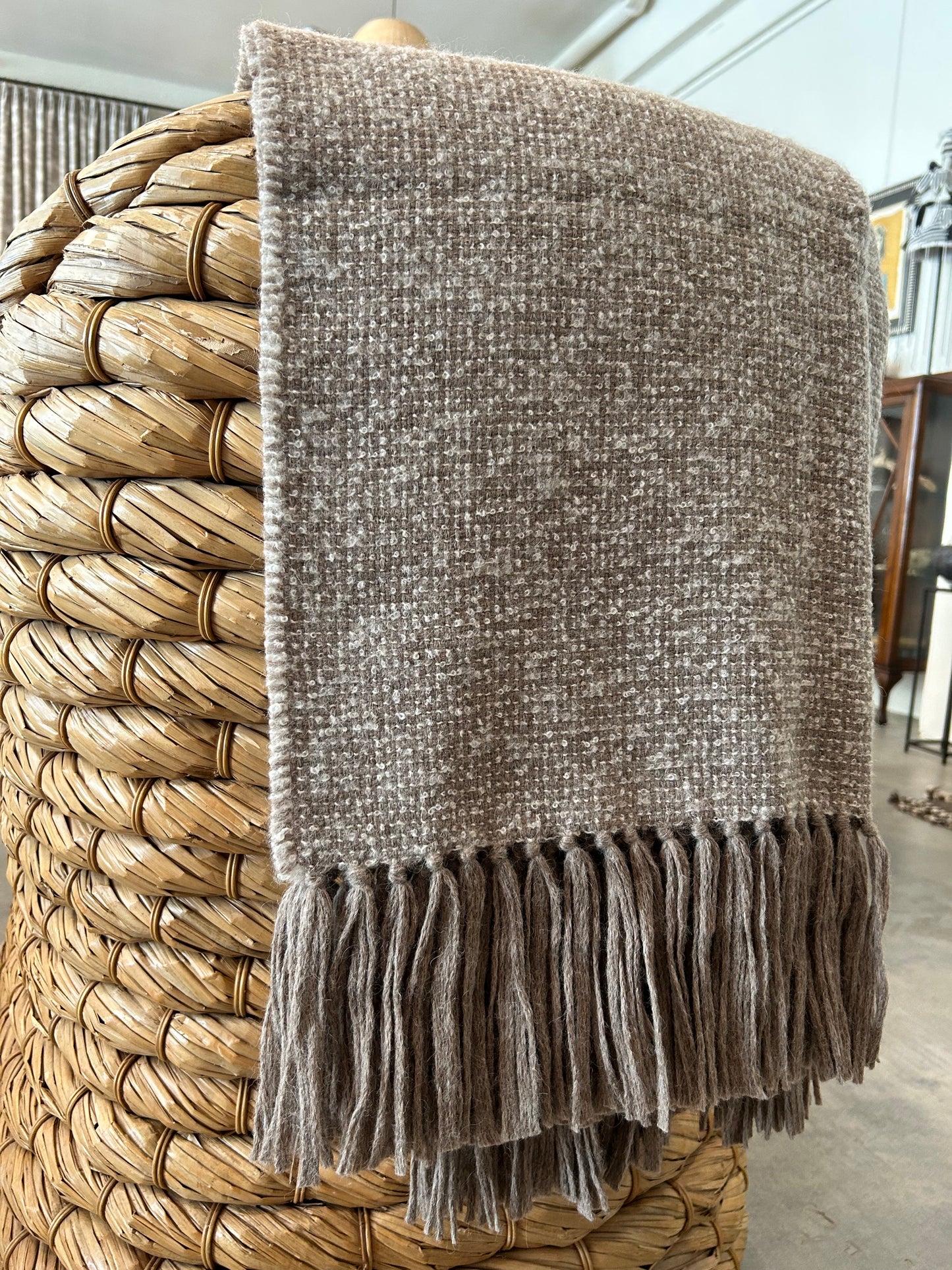 Misti Handwoven Wool Throw, Beige