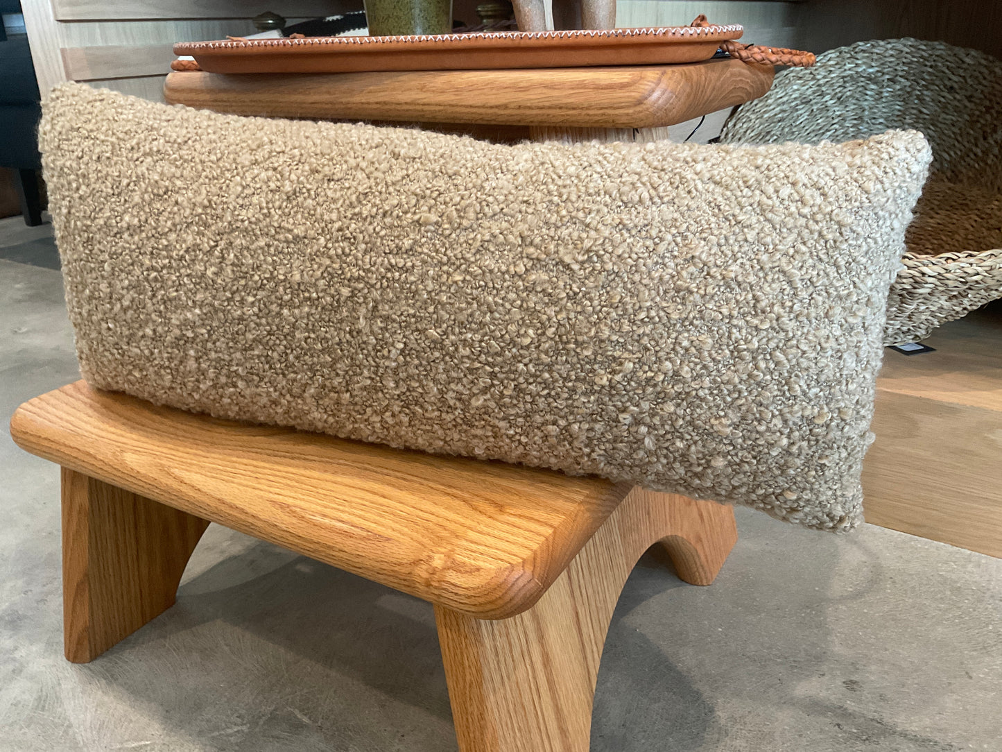 Tan Boucle Lumbar Pillow
