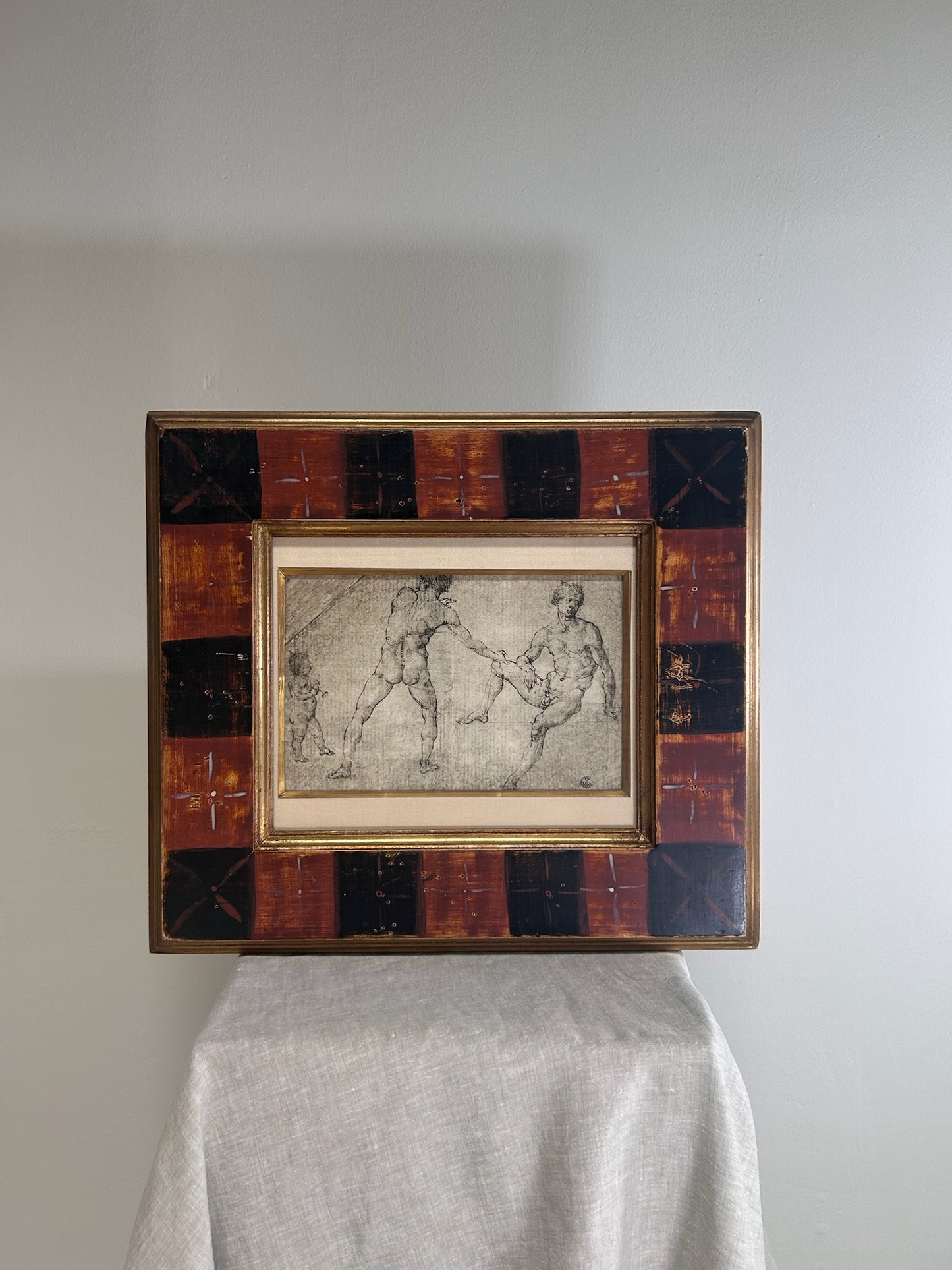 vintage sketch art, framed drawing, figurative artwork, moody decor, classic wall piece
