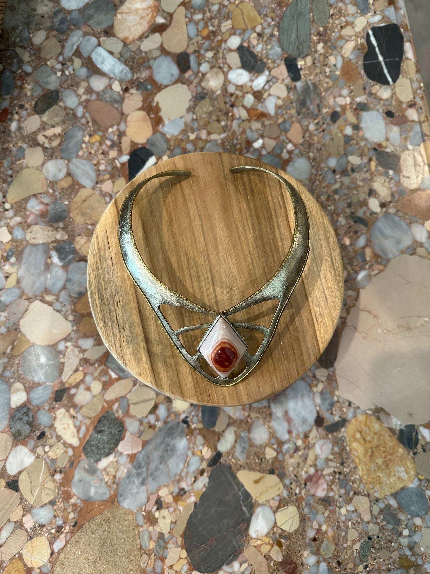 Mixed Metal & Stone Collar Necklace, Vintage