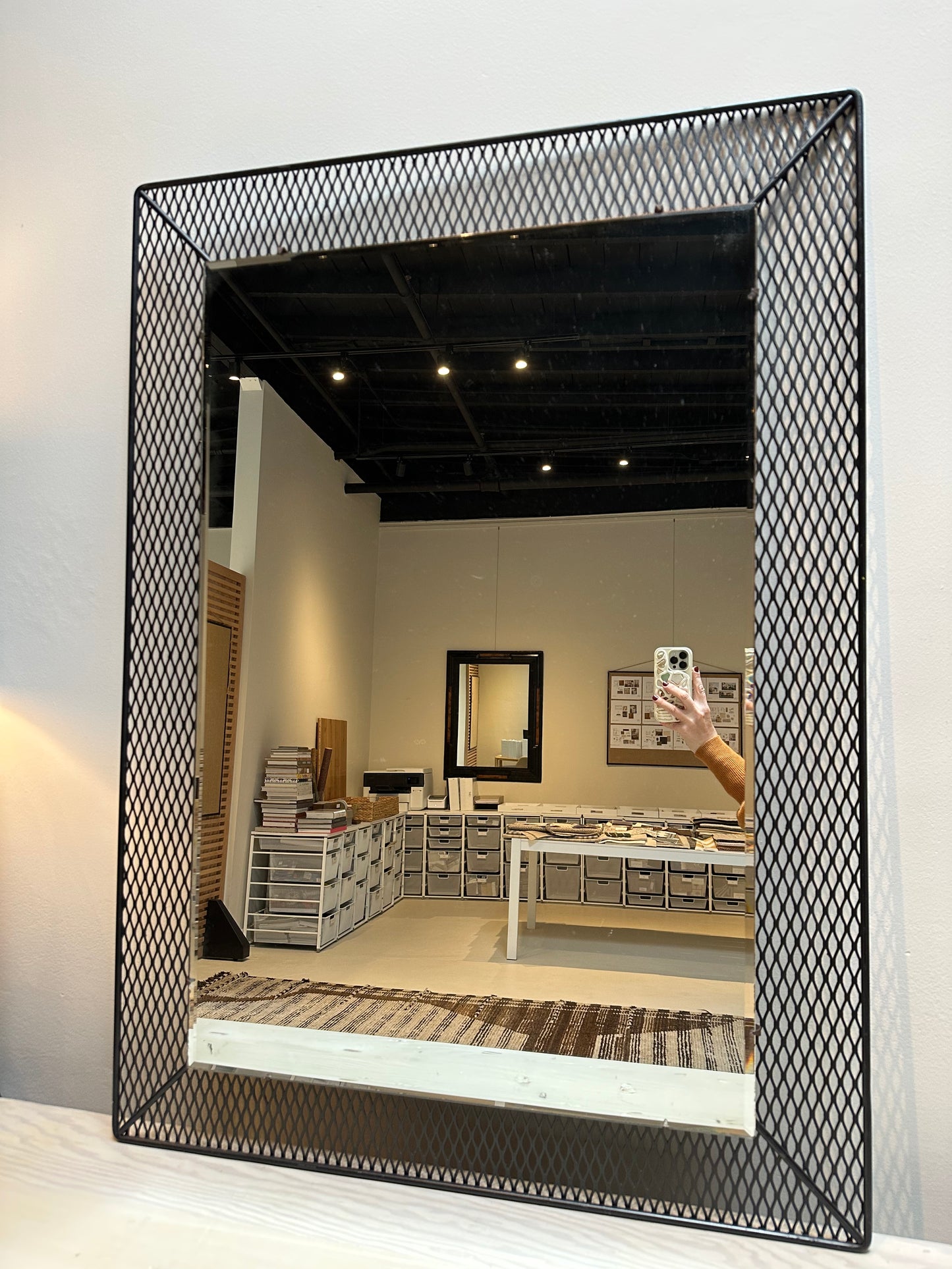 Black Metal Industrial Mirror