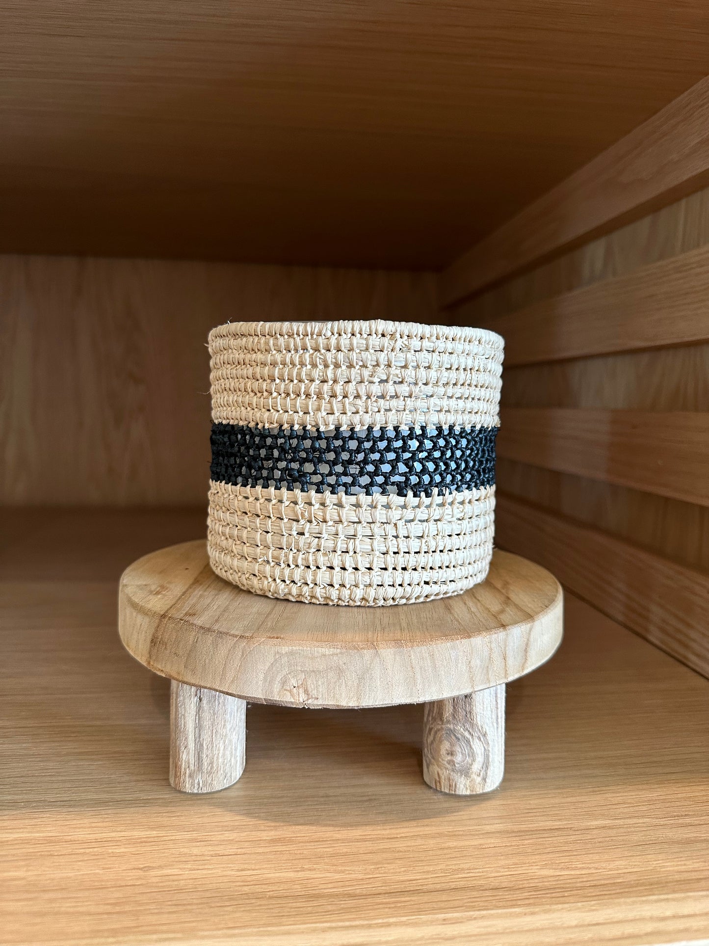 Stripe Raffia Candle