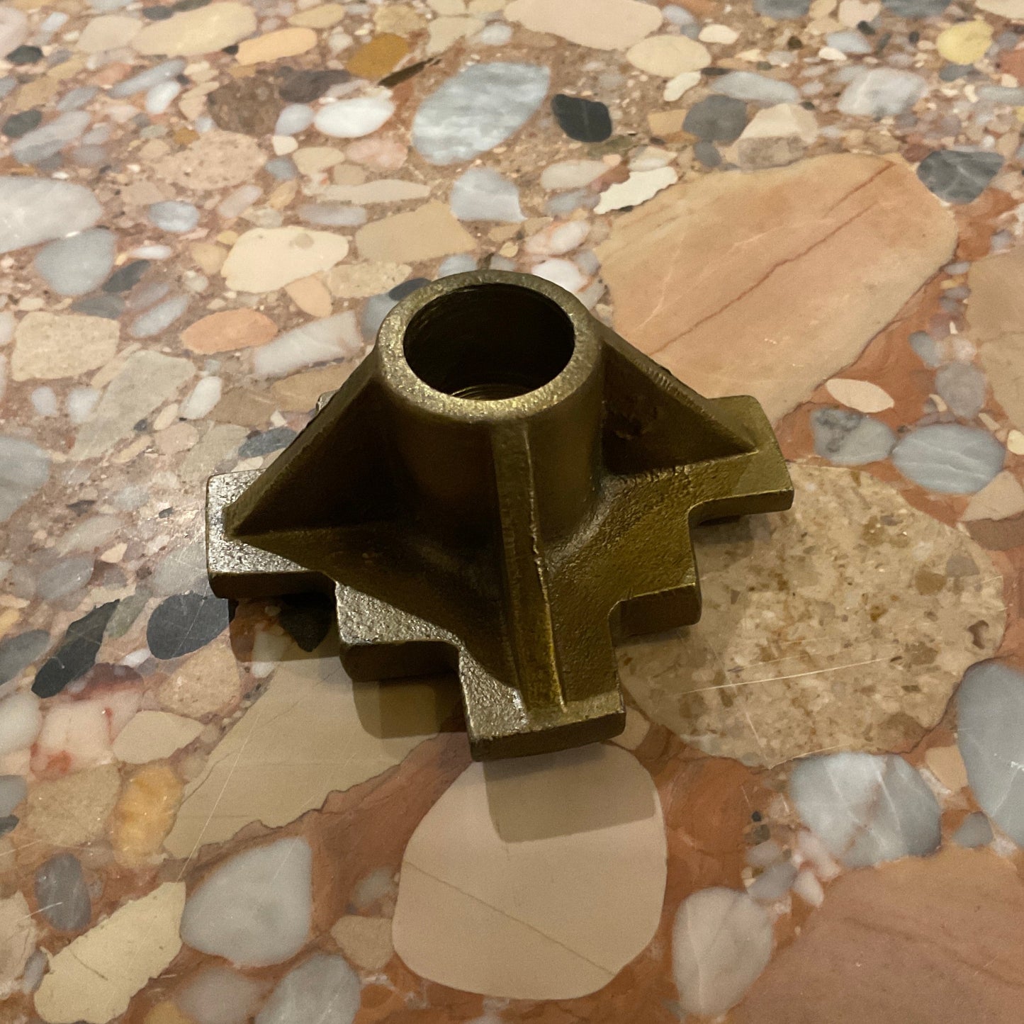 bronze candle holder, sculptural candle holder, modern taper holder, industrial decor, heavy metal home decor, geometric candle stand, bronze decor piece, tabletop accessory, modern altar decor