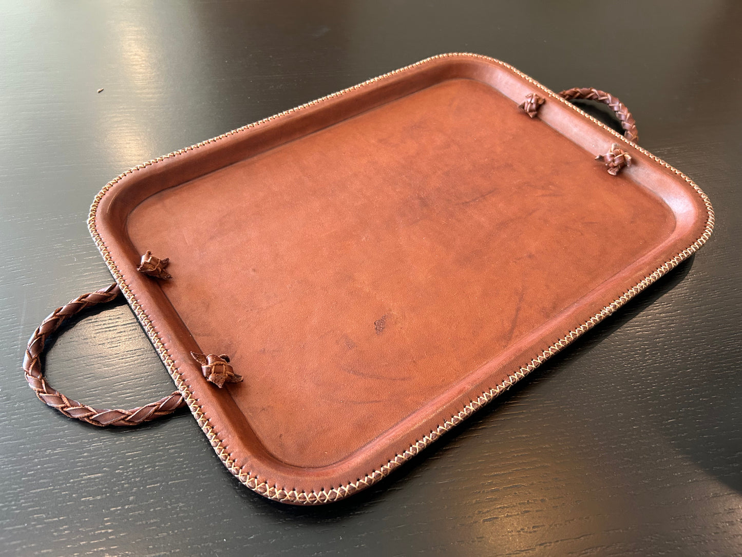 Hermana Serving Tray with Embroidered Handles