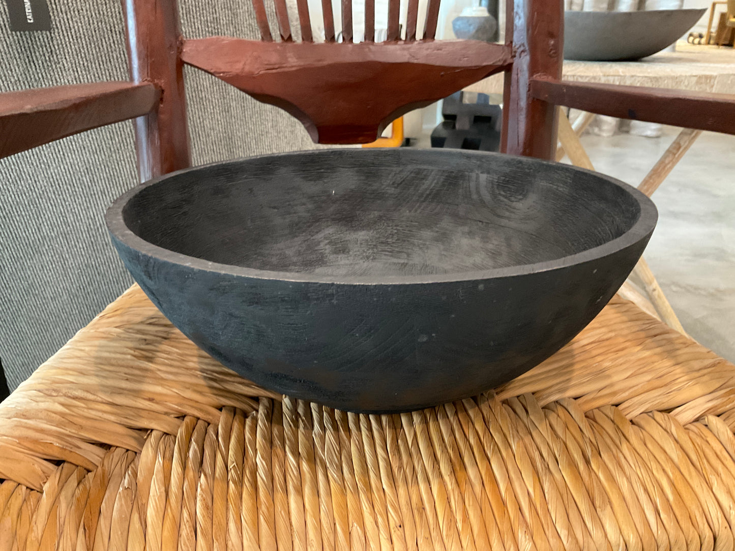 Black Wood Serving Bowl