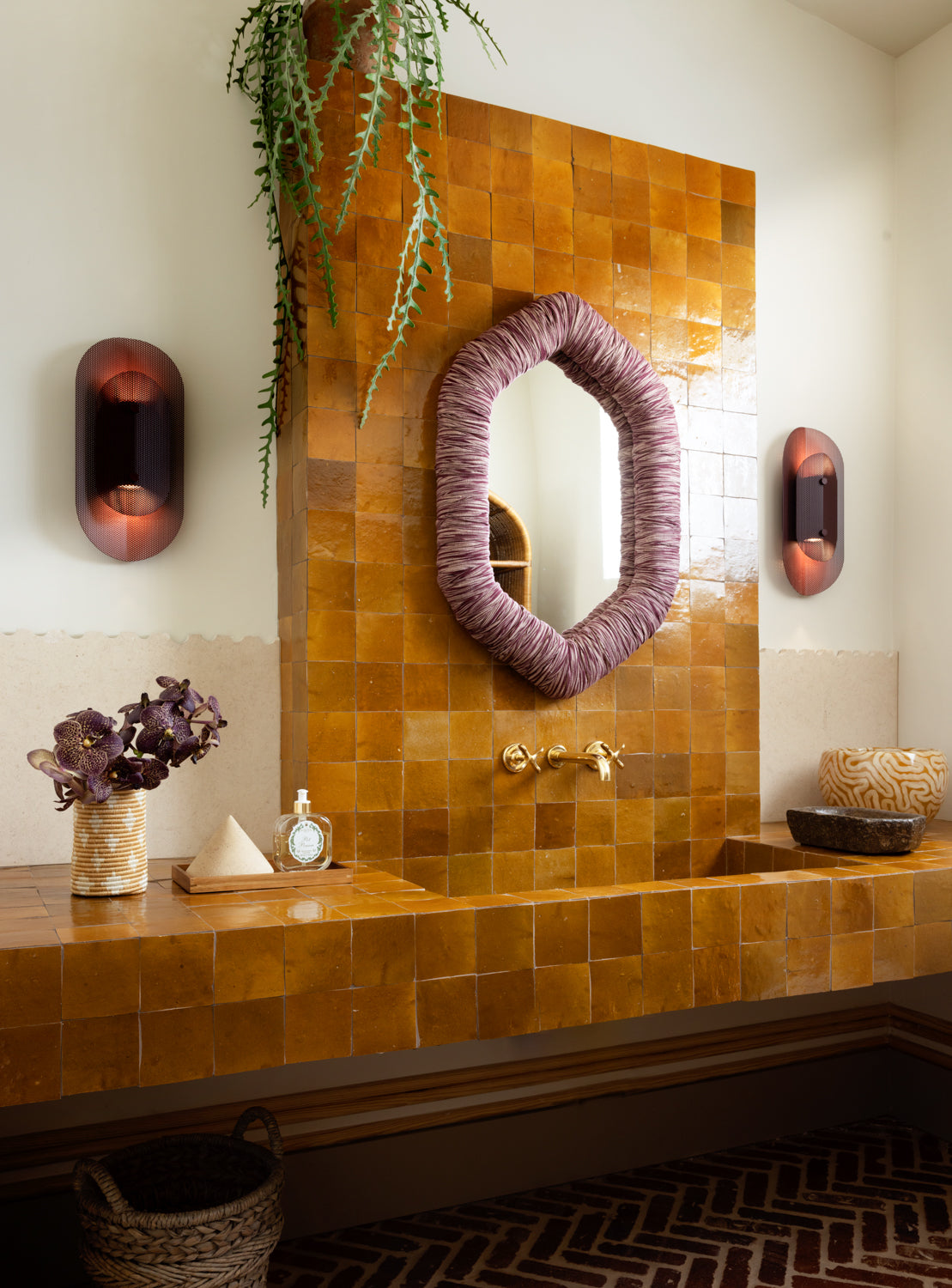 KH Custom Upholstered Diamond Mirror
