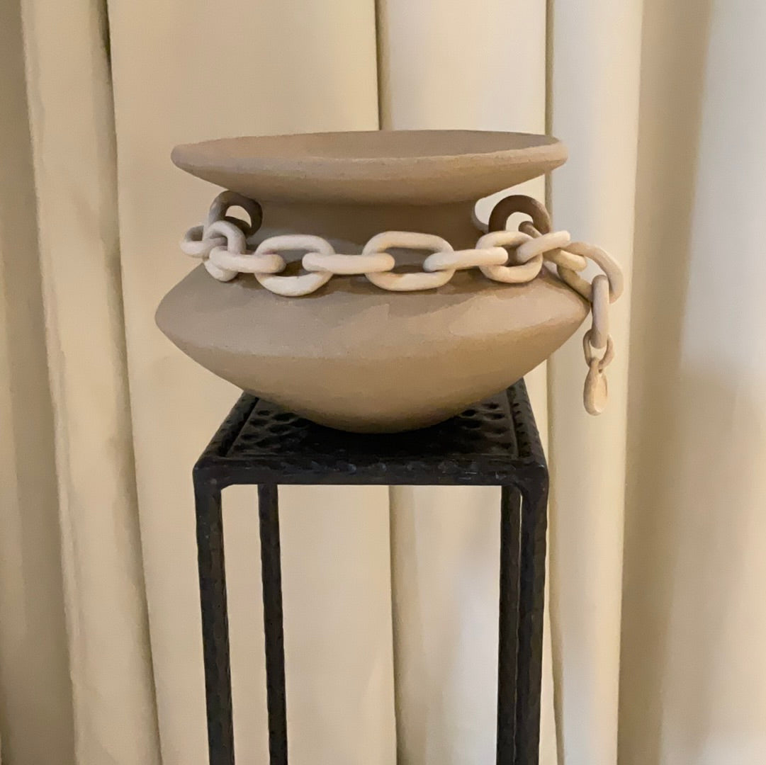 Sand Vessel with White Chain