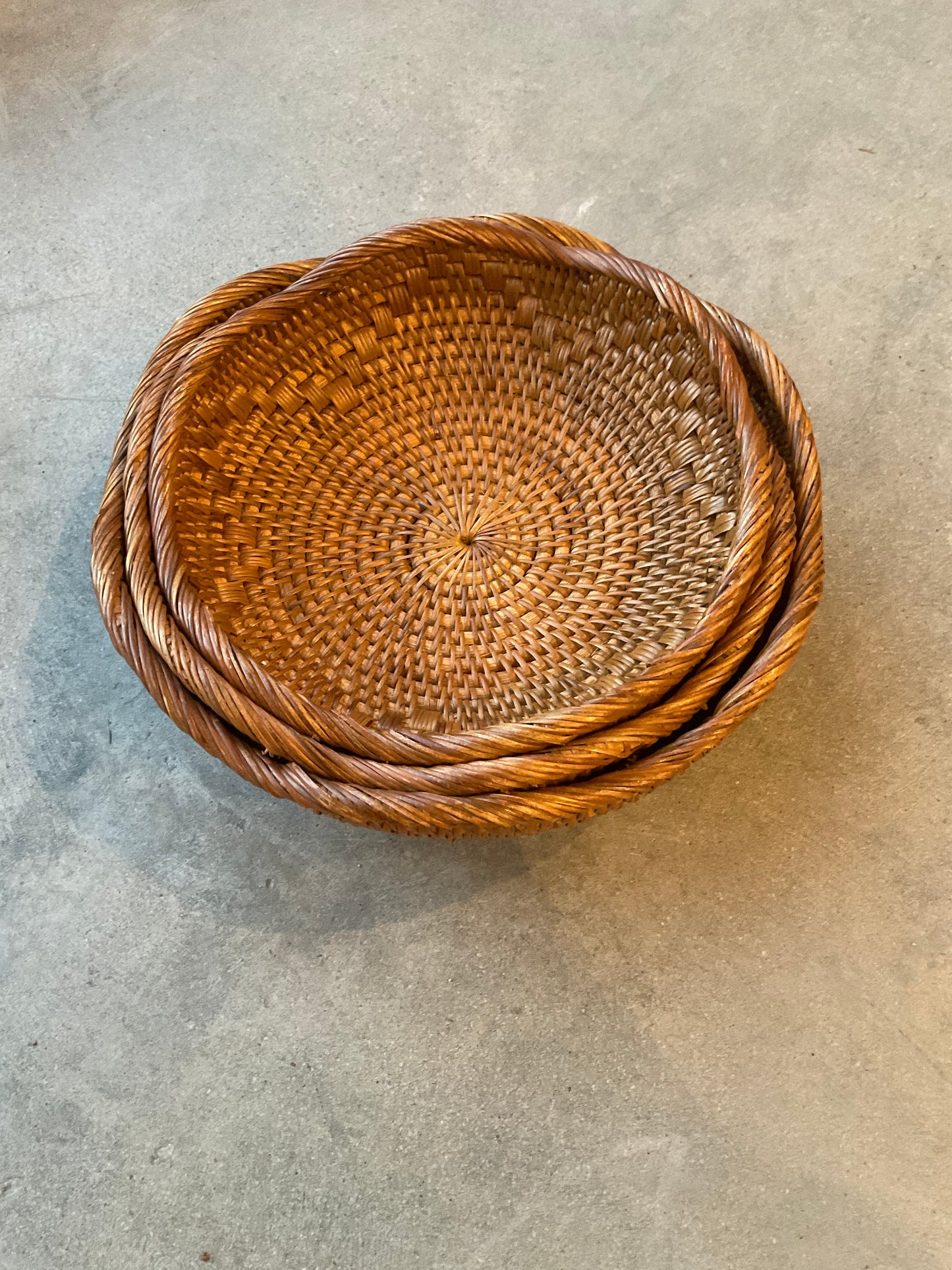 Hand Woven Rattan Bowls, Set of 3