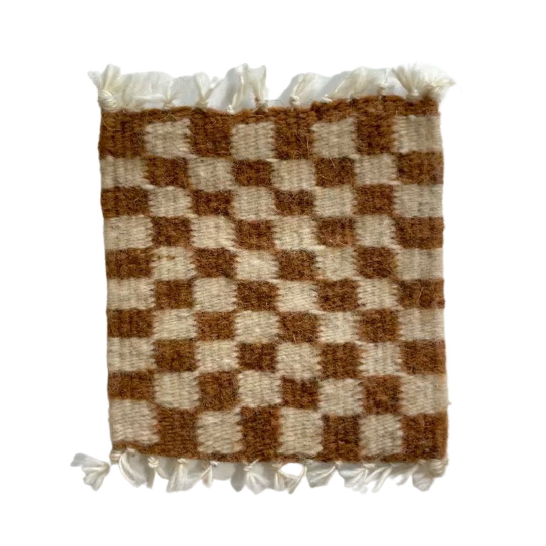 Handwoven Checkered Coasters Clay