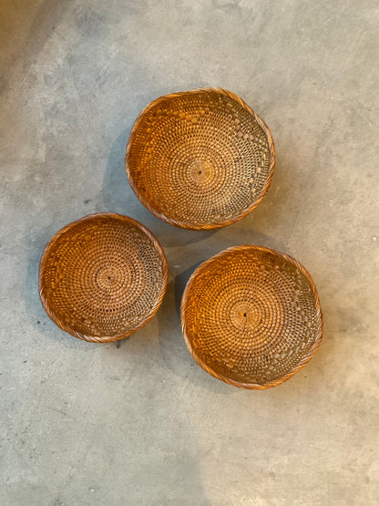 Hand Woven Rattan Bowls, Set of 3