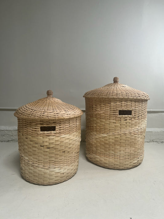 Emily Ridings for KH Studio Large Handwoven Floor Basket With Lid