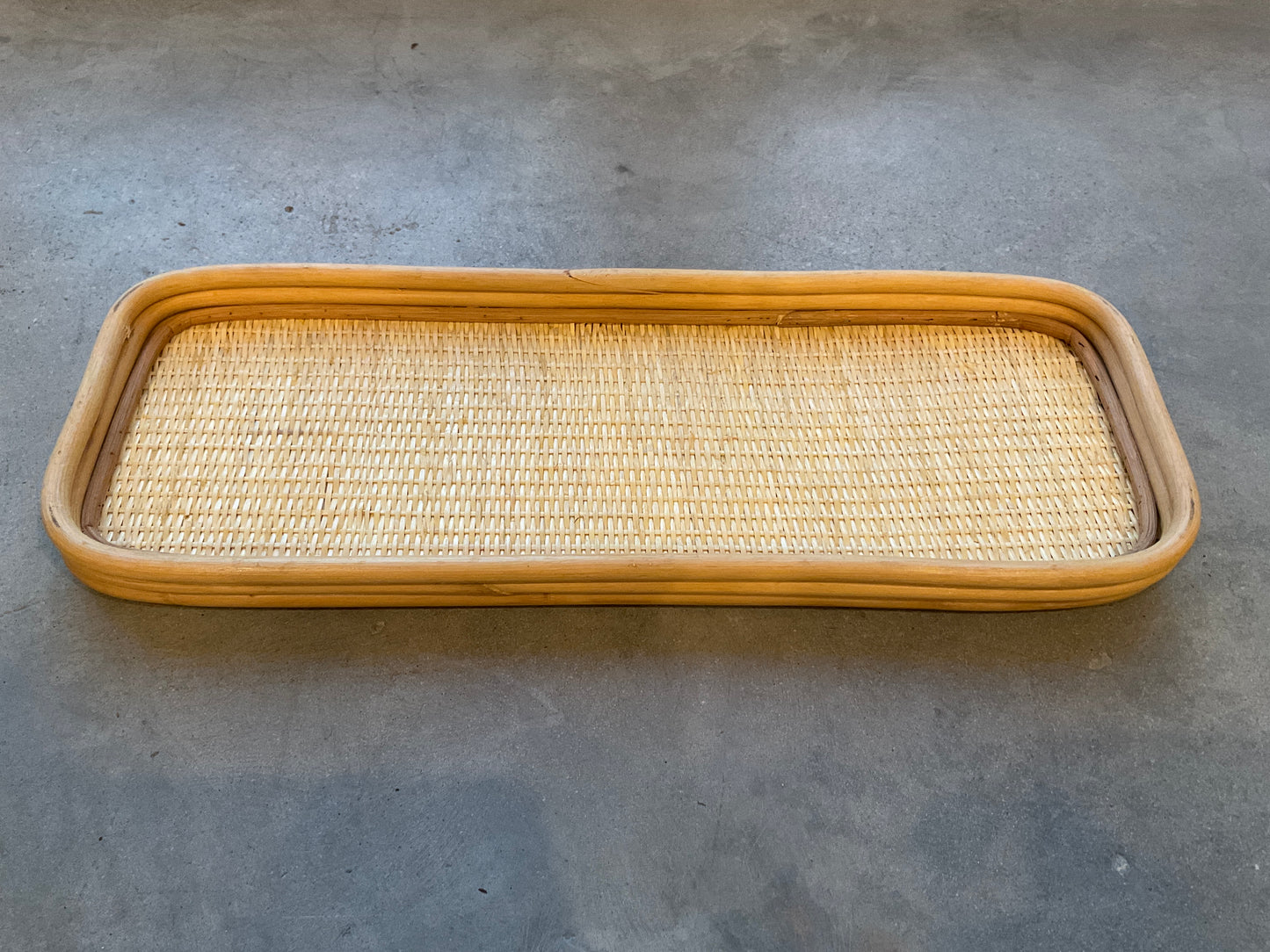 Decorative Hand Woven Rattan Tray, Large