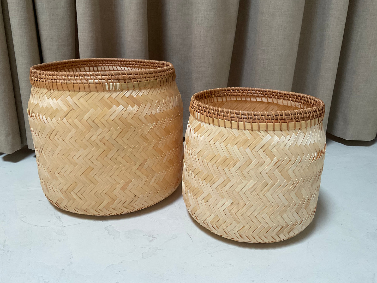 Hand Woven Bamboo & Rattan Basket Set