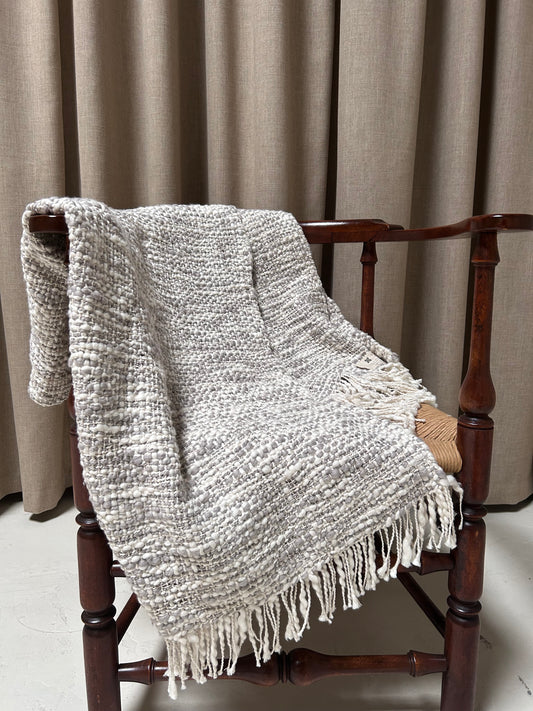Aurora Handwoven Cotton Throw, Mist