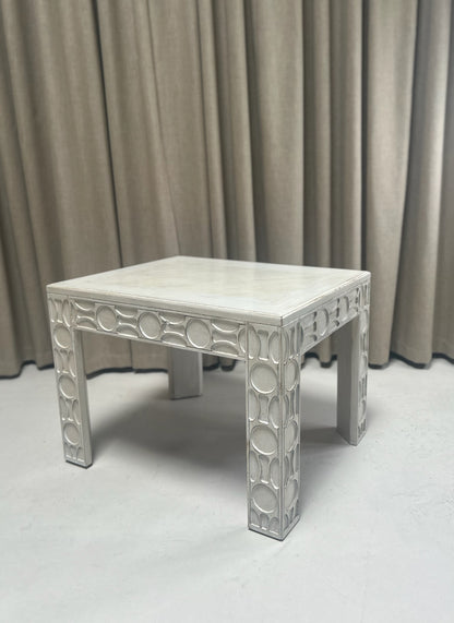 Geometric Carved Side Table