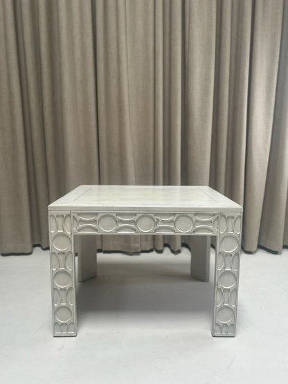 Geometric Carved Side Table