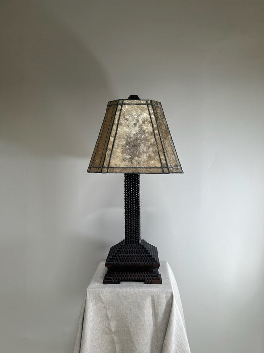 Tramp Art Lamp With Mica Shade