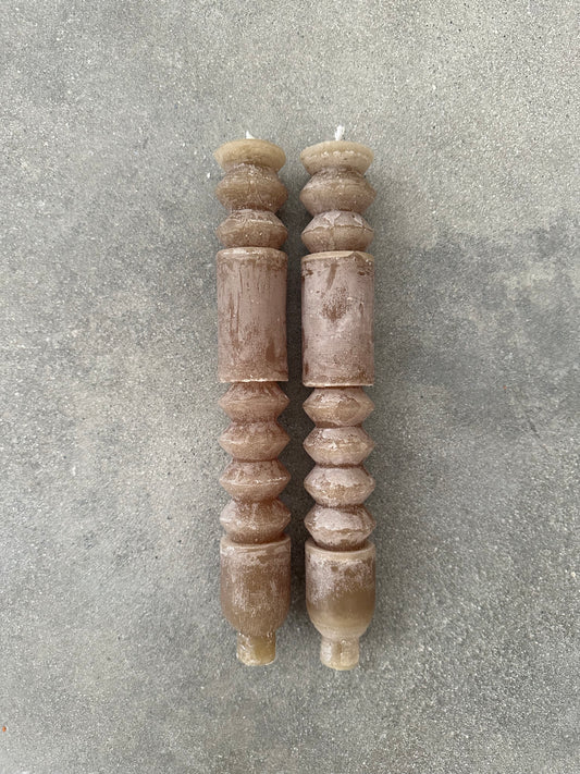 totem candles, sculptural taper candles, olive candles, unscented candle set, decorative tapers, carved candles, modern candle decor
