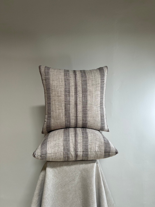 Onyx and Linen Stripe Pillow