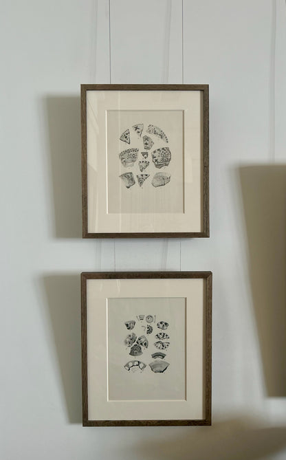 Vintage Artifact Book Pages Pair, Framed
