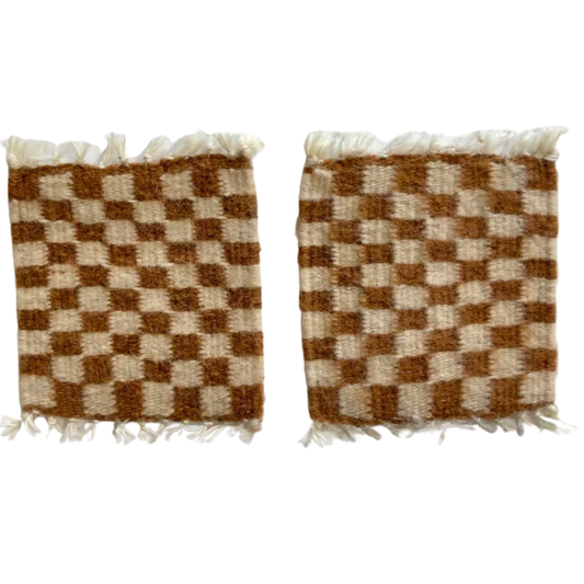 Handwoven Checkered Coasters Clay