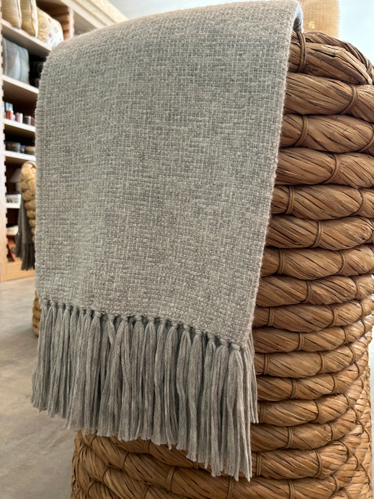 Misti Handwoven Wool Throw, Grey