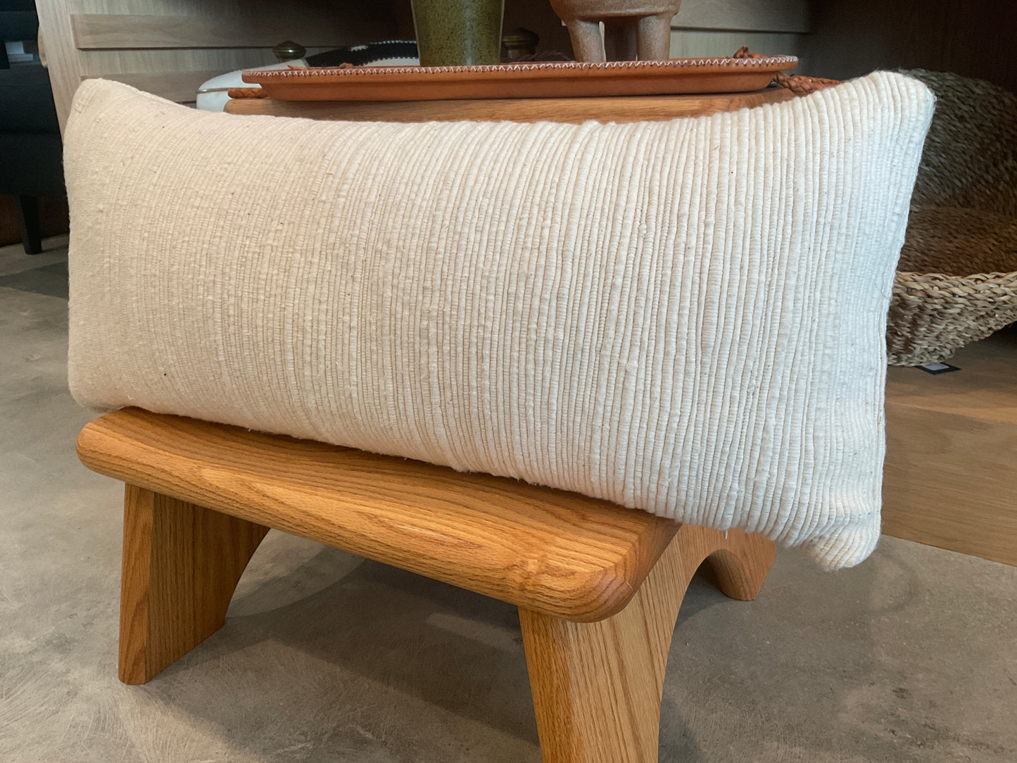 Ivory Handwoven Texture Lumbar Pillow