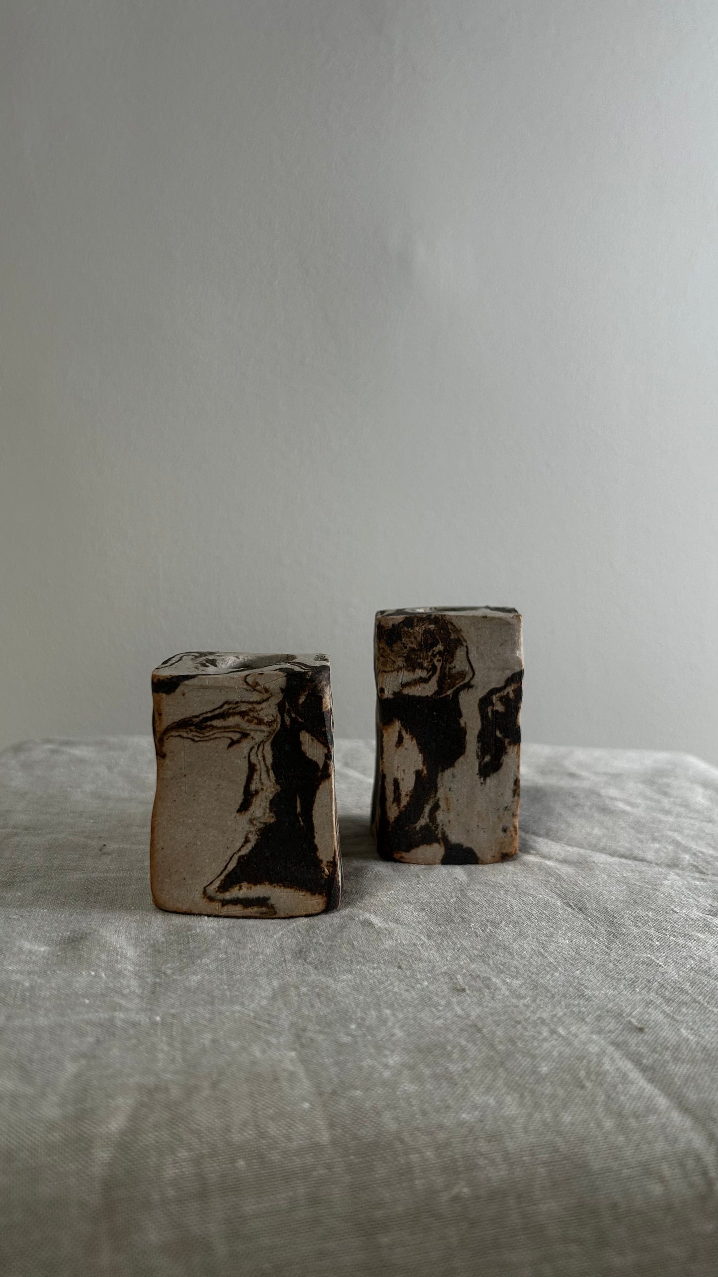 Marbled Ceramic Candlestick Holders