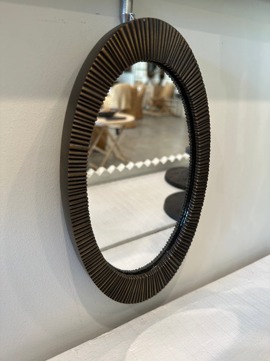 Oval Brass Grooved Mirror