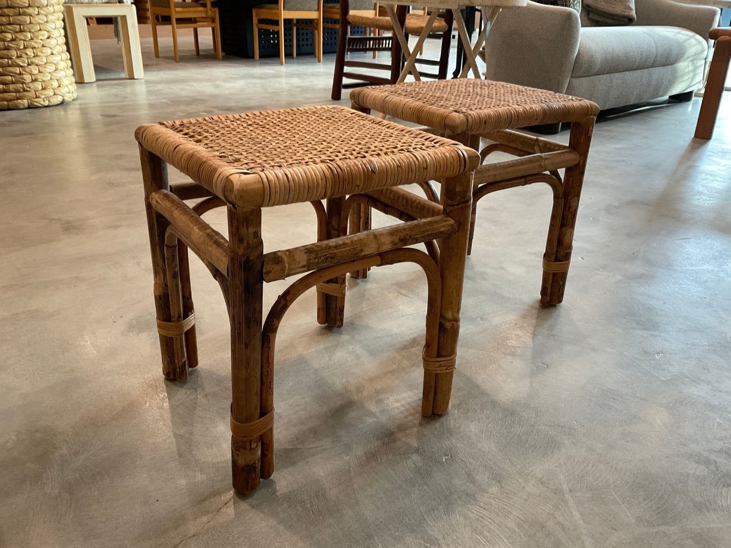 Woven Top Rattan Side Table