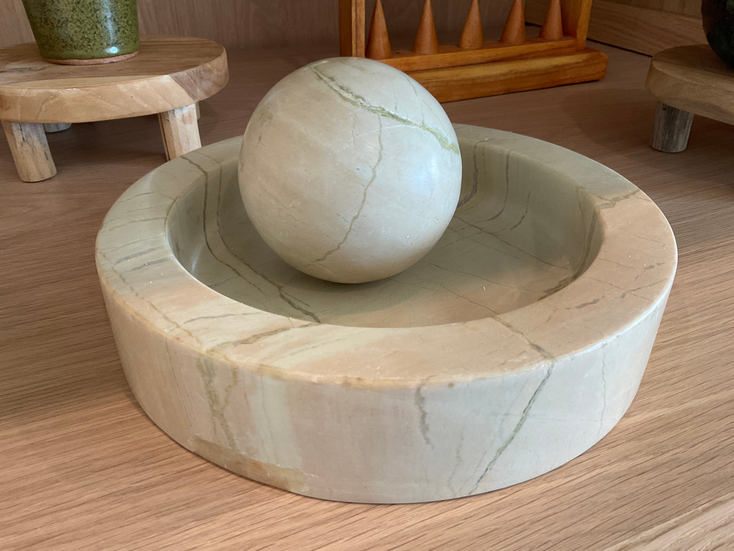 Atlas Sphere And Stone Bowl
