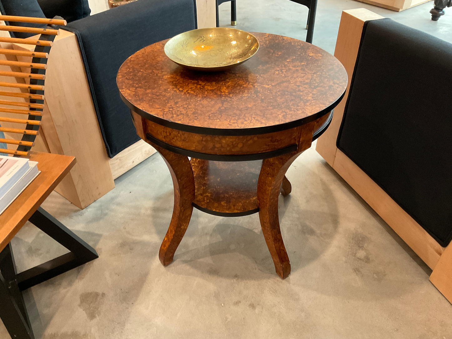 Tortoise Shell Finish Round Side Table