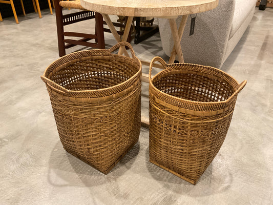 Woven Baskets w handles, Pair